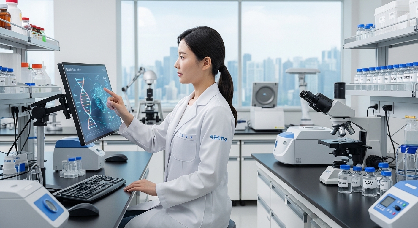 a digital touchscreen to visualize DNA editing with CRISPR technology.