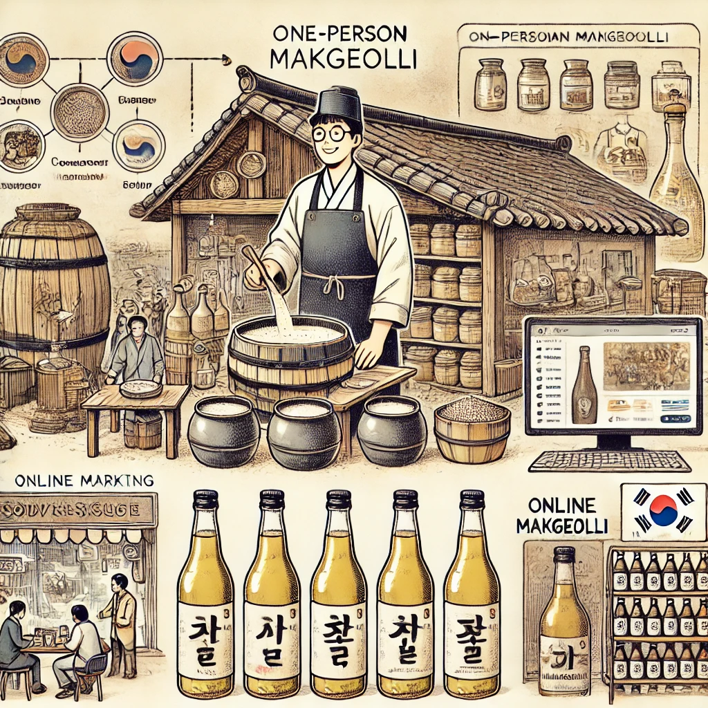 1인 막걸리 사업 가이드를 시각적으로 표현한 이미지
전통과 현대적 창업 요소를 조합한 느낌