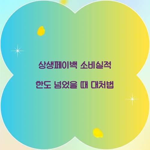 상생페이백 소비실적 한도 넘었을 때 대처법