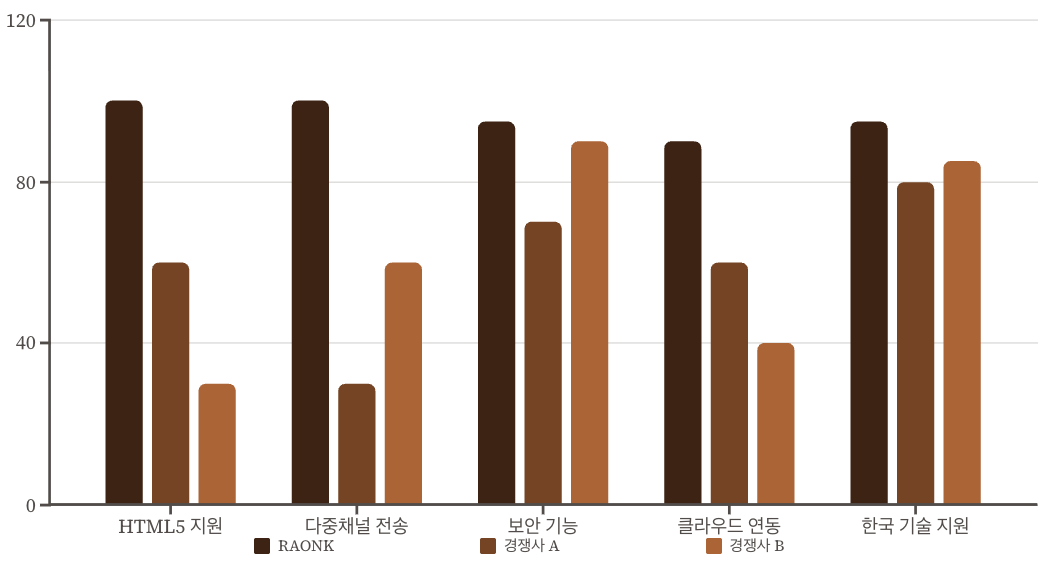 RAONK vs 경쟁 솔루션 비교 차트 이미지
