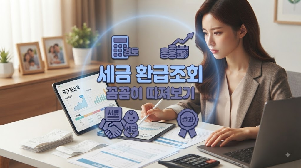 세금 환급 꼼꼼히 계산하는 모습