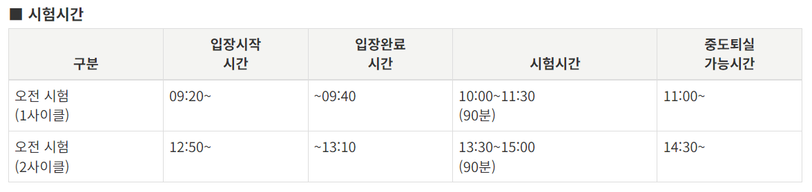 요양보호사 시험시간