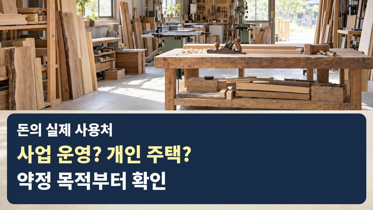 사업 운영 지출과 개인 주택 구입을 구분하는 약정 목적 확인