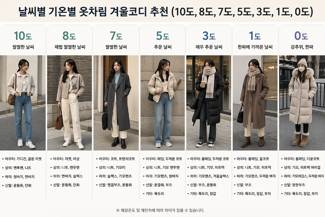기온별 날씨별 옷차림 추천 코디, 이것만 알면 끝