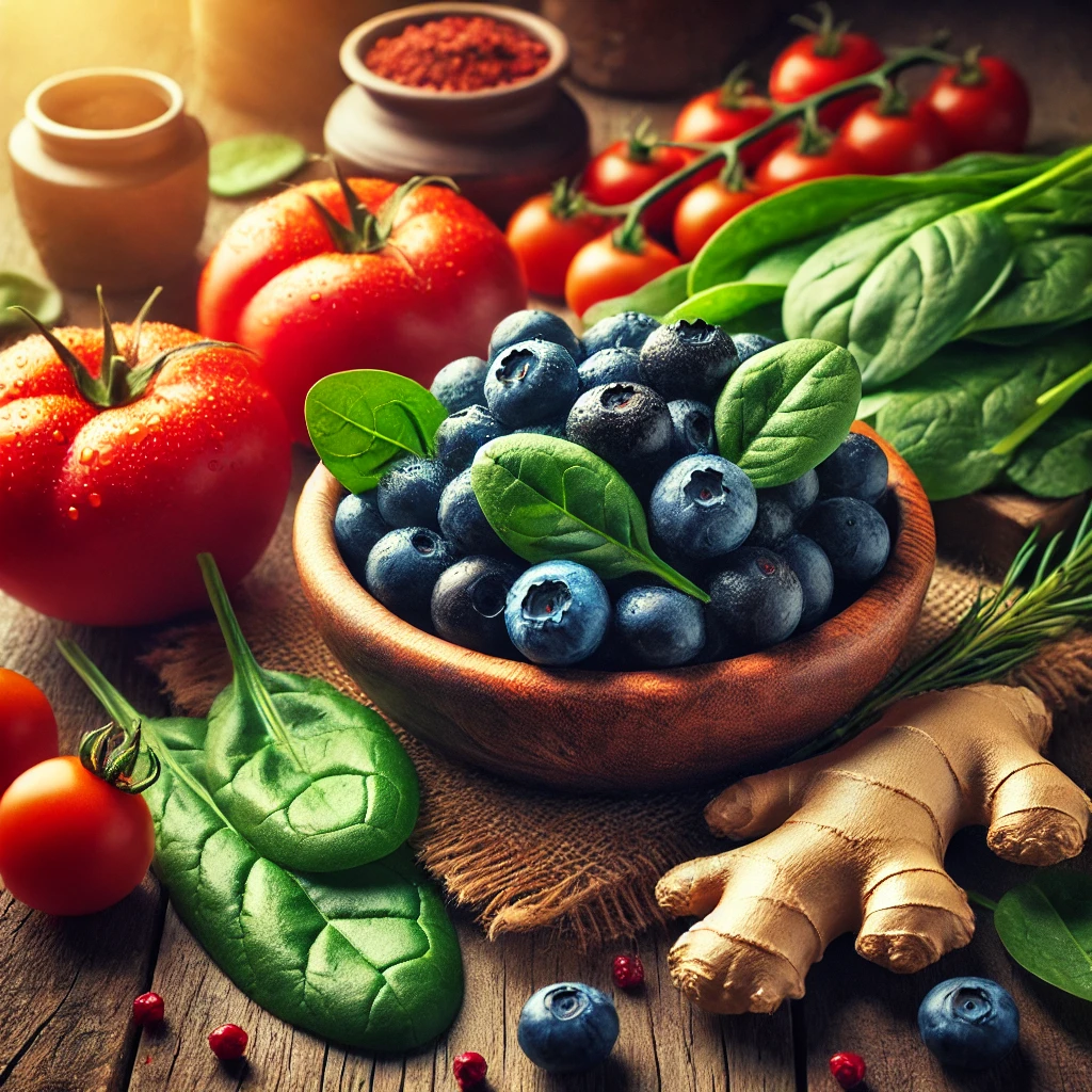 토마토, 블루베리, 시금치, 생강 이미지