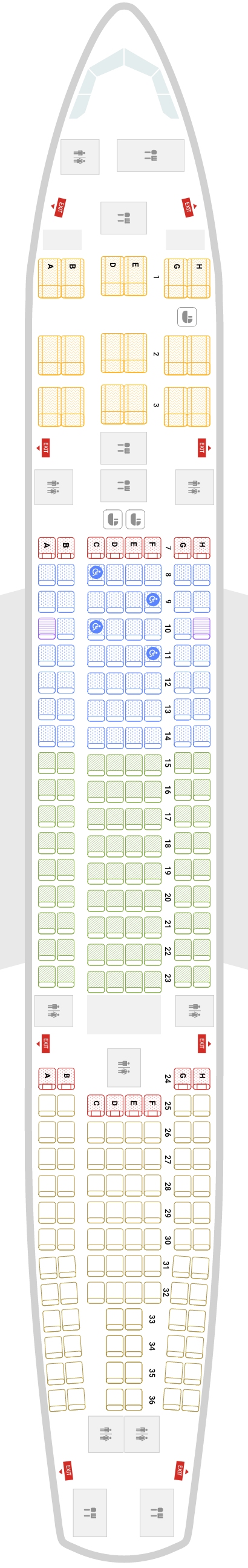 티웨이항공 A330-200 기본정보, 좌석배치도, 좌석 간격