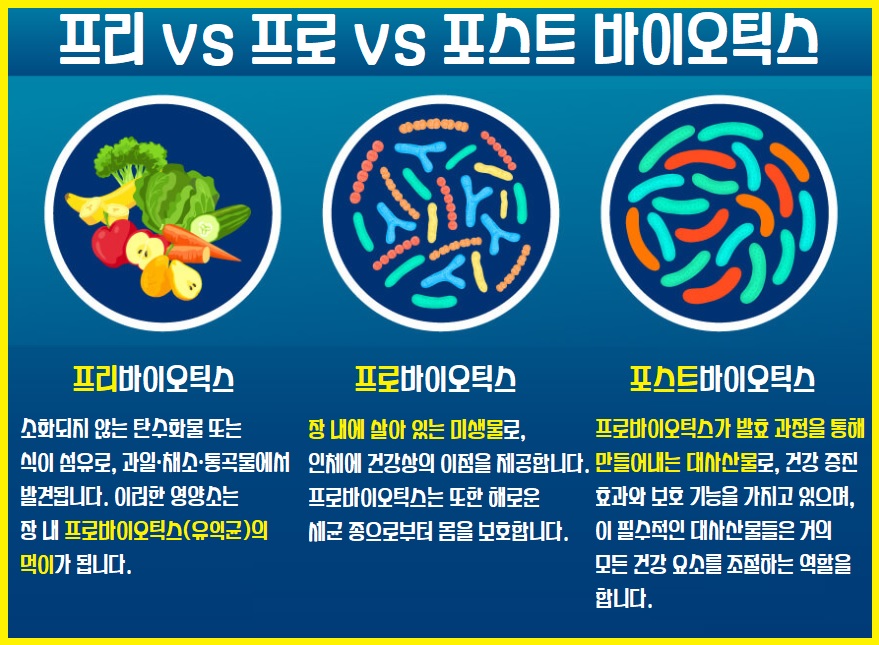 프로바이오틱스 프리바이오틱스 포스트바이오틱스