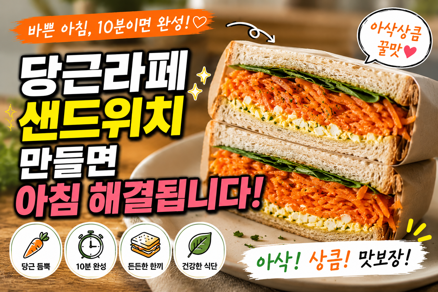당근라페 샌드위치 만들면 아침 해결됩니다
