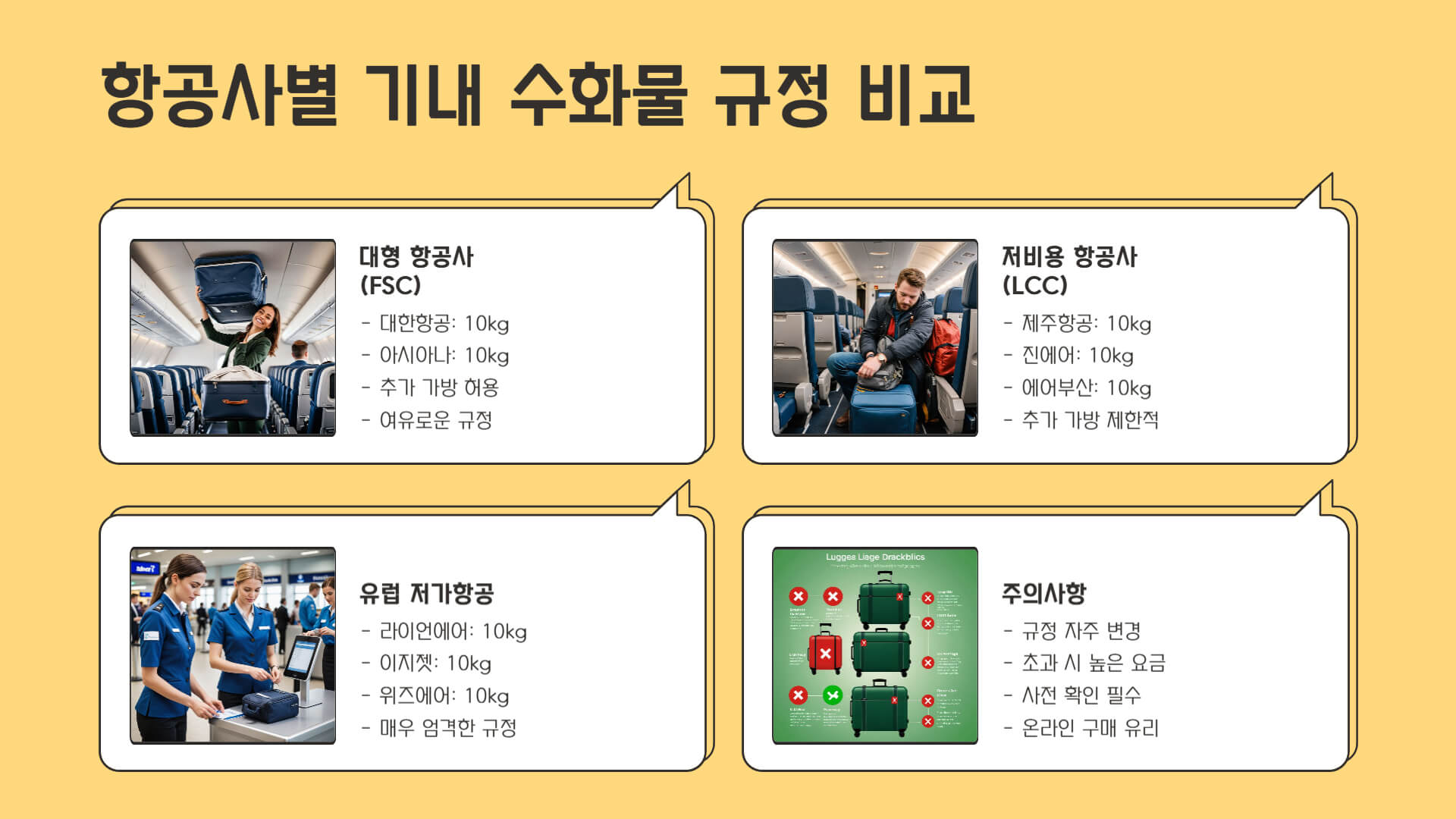 캐리어 사이즈 및 항공사별 규정