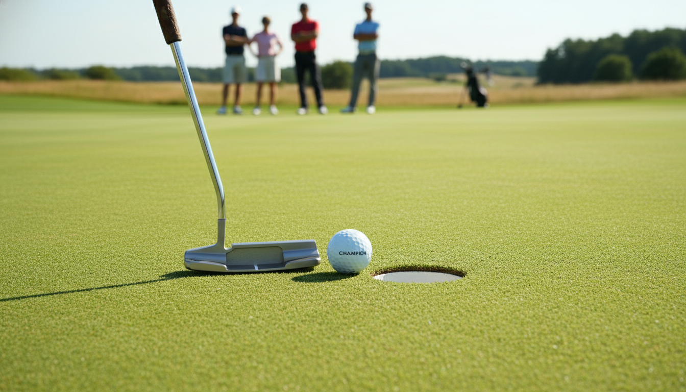 유리알 그린으로 악명 높은 오거스타 내셔널 코스에서 퍼팅을 준비하는 긴장감 넘치는 순간