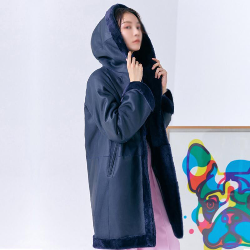 로보 리버시블 후드 롱 무스탕 토글 코트 GSC21D106