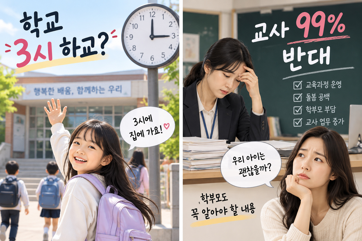 초등학교 3시 하교 현실화될까? 교사 99% 반대, 학부모가 꼭 알아야 할 내용