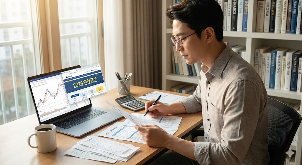 연말정산 하는 개인투자자 AI 이미지