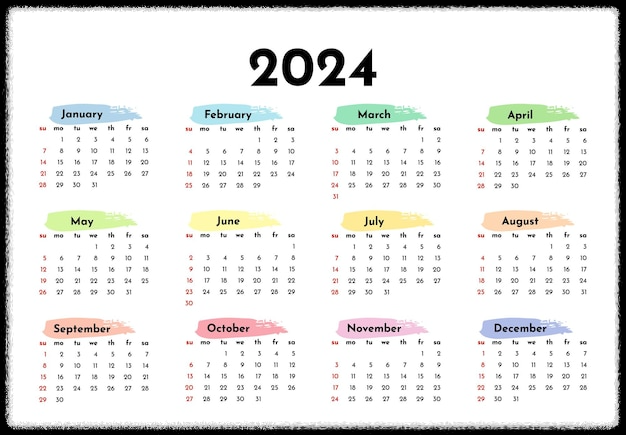 2024년 영문 월 달력