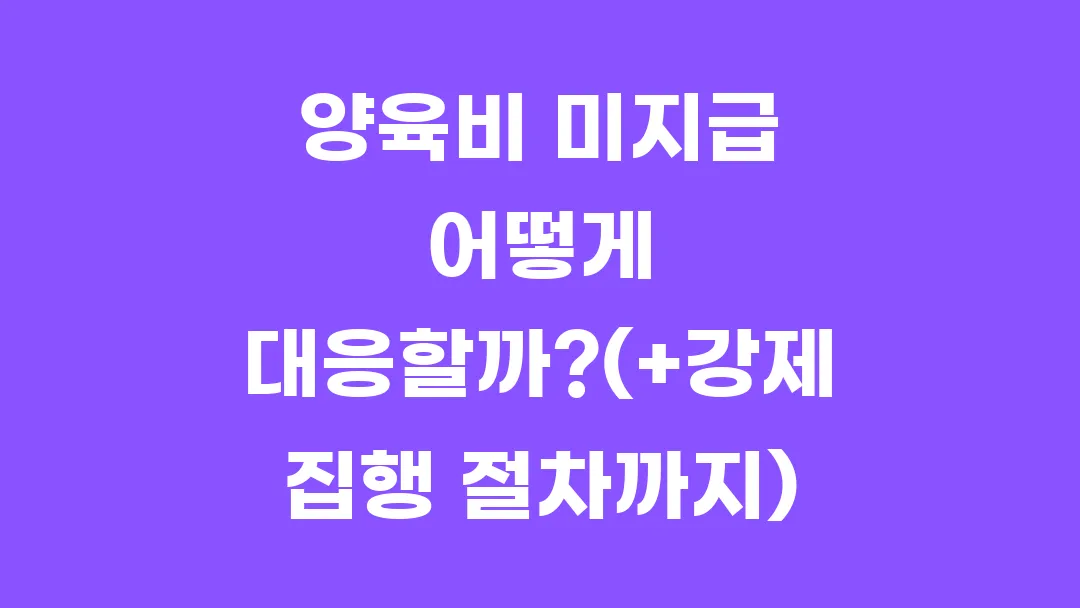 양육비 미지급 어떻게 대응할까?(+강제 집행 절차까지)