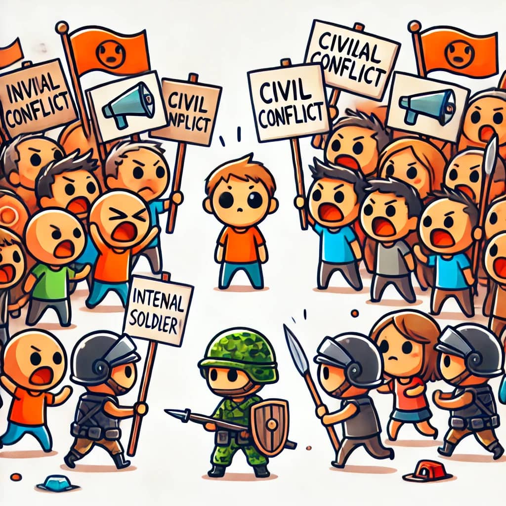 대치중인 군인과 시민들