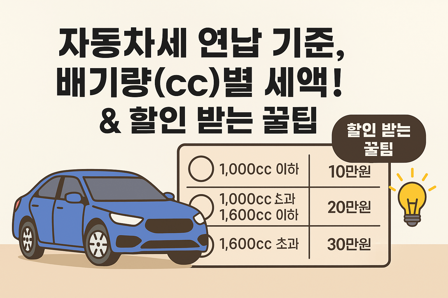 자동차세 연납 기준, 배기량(cc)별 세액! &amp; 할인 받는 꿀팁