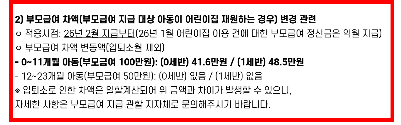 2026년 부모급여 나이별 지급액 가이드