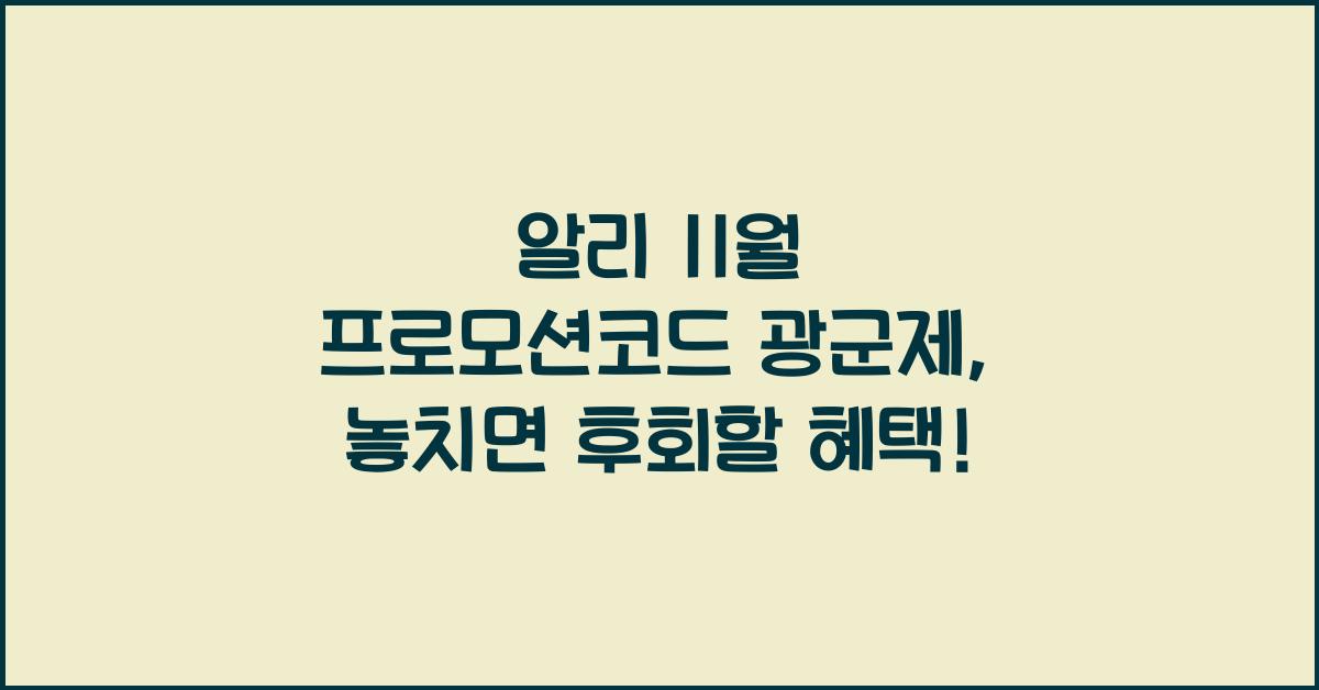 알리 11월 프로모션코드 광군제