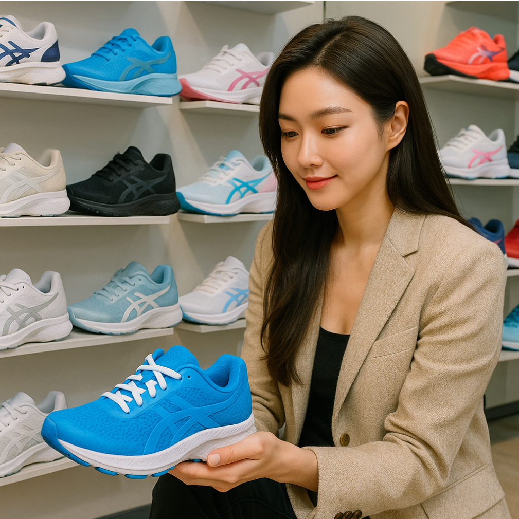 러닝화를 고르고 있는 여성