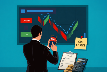 주가가 너무 내려 투자자가 주식 손절을 하는 장면