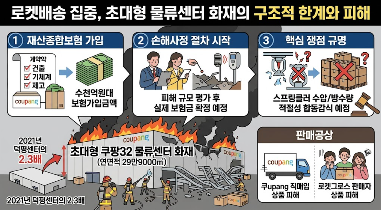 쿠팡 물류센터 화재(배송 차질, 로켓그로스, 물류망)