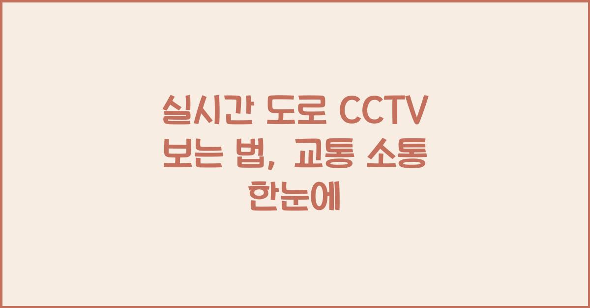 실시간 도로 cctv 보는 법