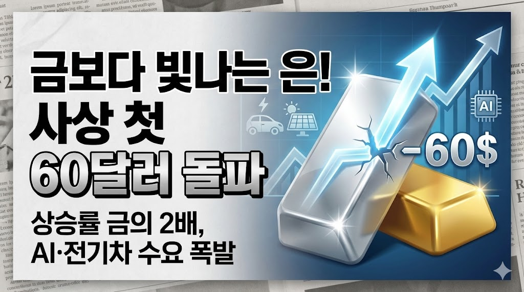 급등하는 은값 그래프와 은괴 이미지