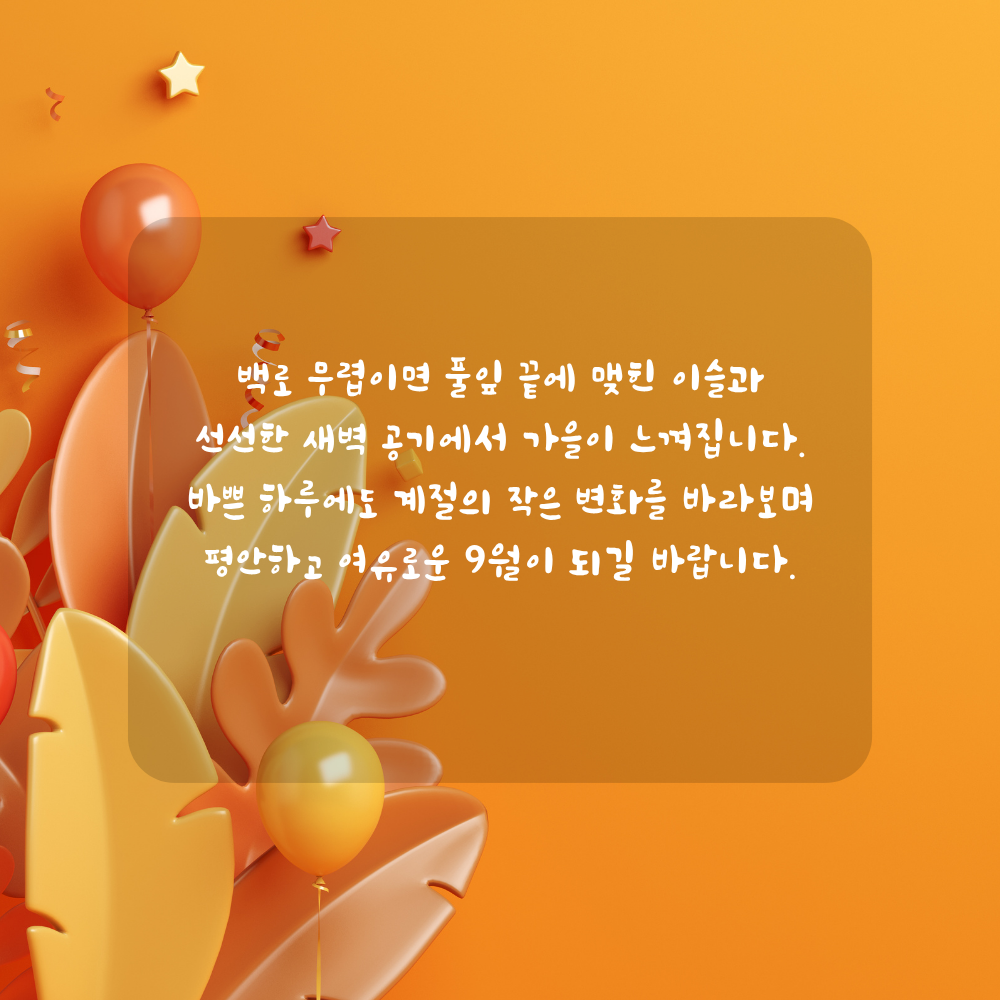 9월 백로 인사말 - 풀잎의 이슬과 선선한 새벽