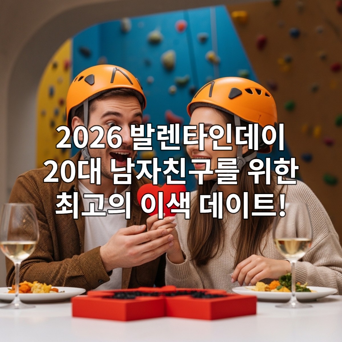 2026년 발렌타인데이, 20대 남자친구와 이색 데이트를 즐기는 행복한 커플의 모습.