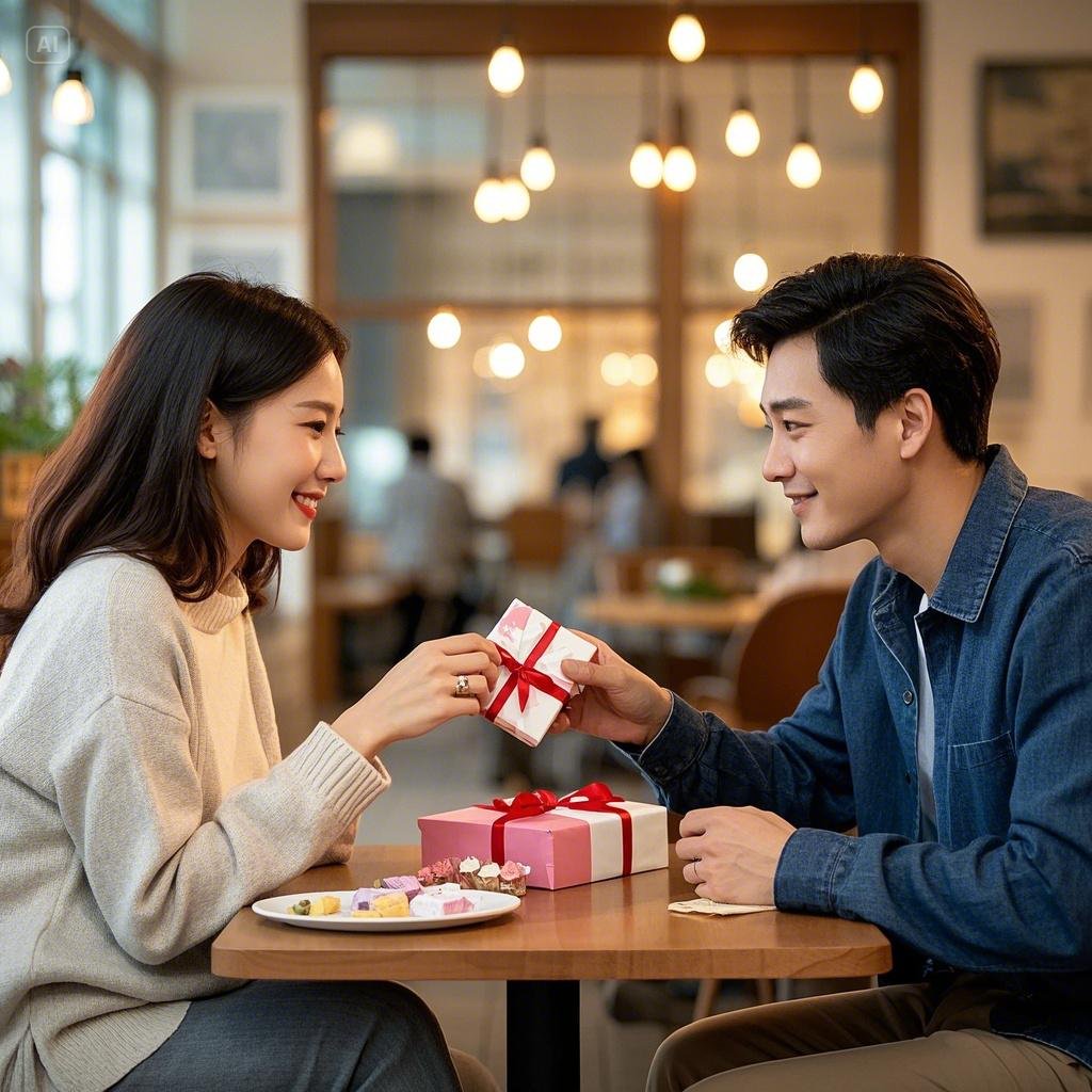 화이트데이 선물하는 연인