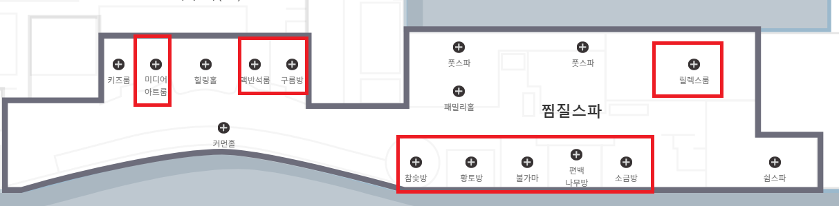 아쿠아필드 찜질스파 안내도