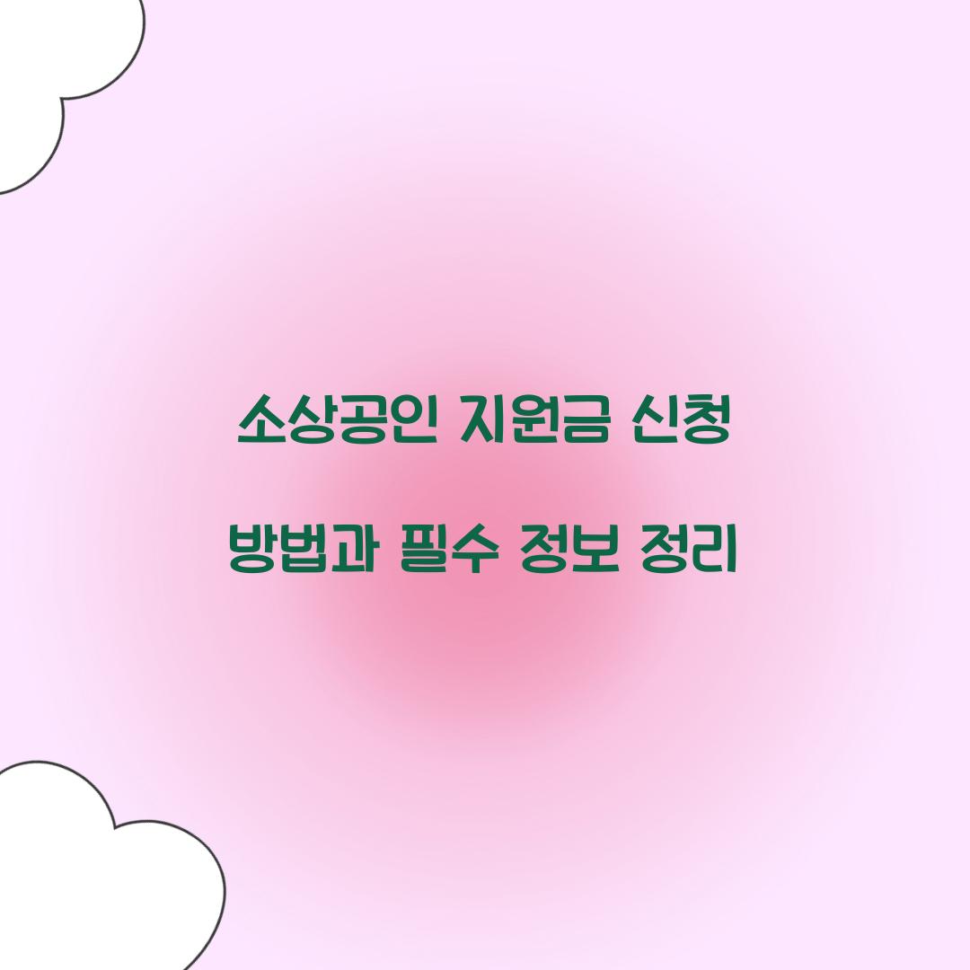 소상공인 지원금 신청