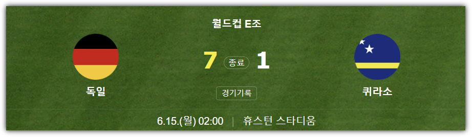 독일, 퀴라소 E조 경기 결과