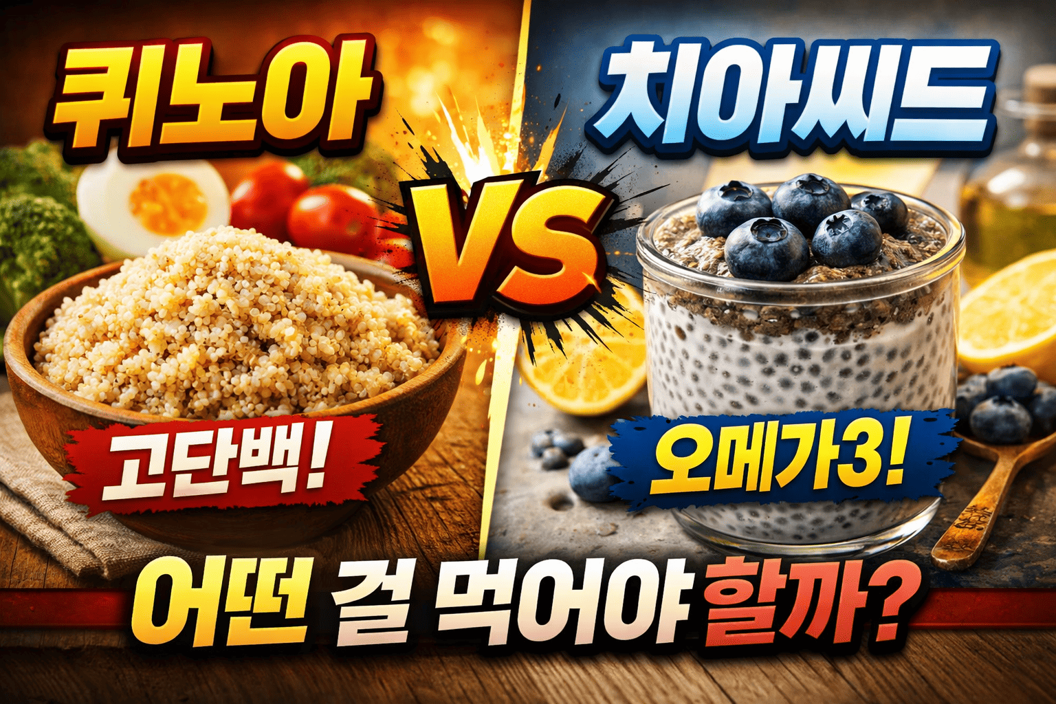 슈퍼푸드 퀴노아와 치아씨드 비교