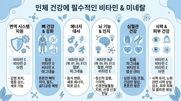 인체 건강에 필수적인 비타민과 미네랄
