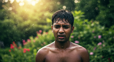더워서 땀을 흘리는 사람