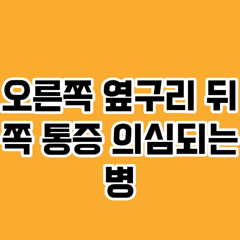 오른쪽 옆구리 뒤쪽 통증 의심되는 병