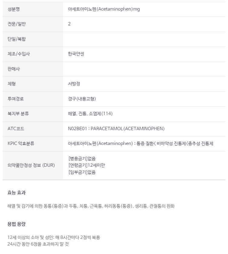 의약품 정보