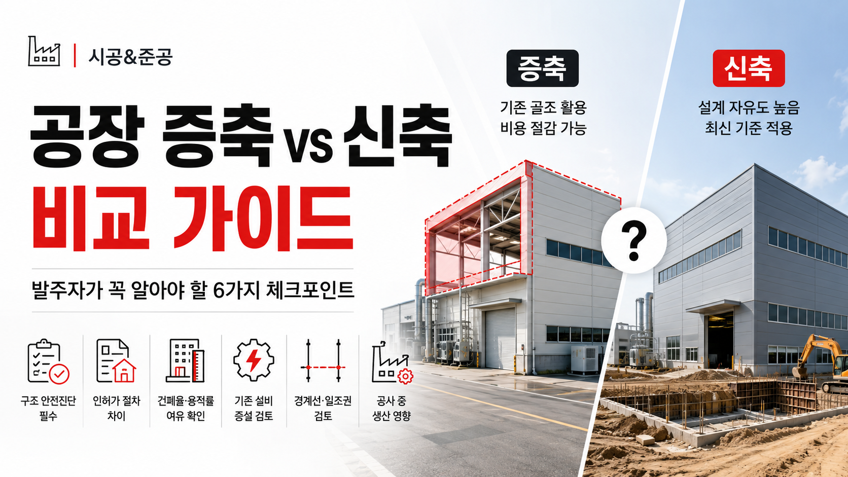 공장 증축과 신축 비용·기간·인허가 비교