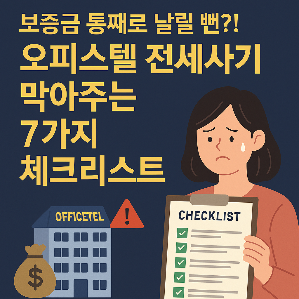 보증금 통째로 날릴 뻔?! 오피스텔 전세사기 막아주는 7가지 체크리스트