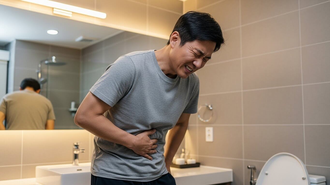 왼쪽 아랫배 통증이 심해진 모습