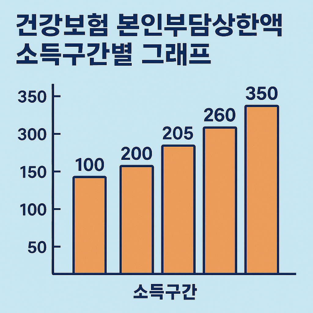 소득구간별 본인부담상한액 그래프