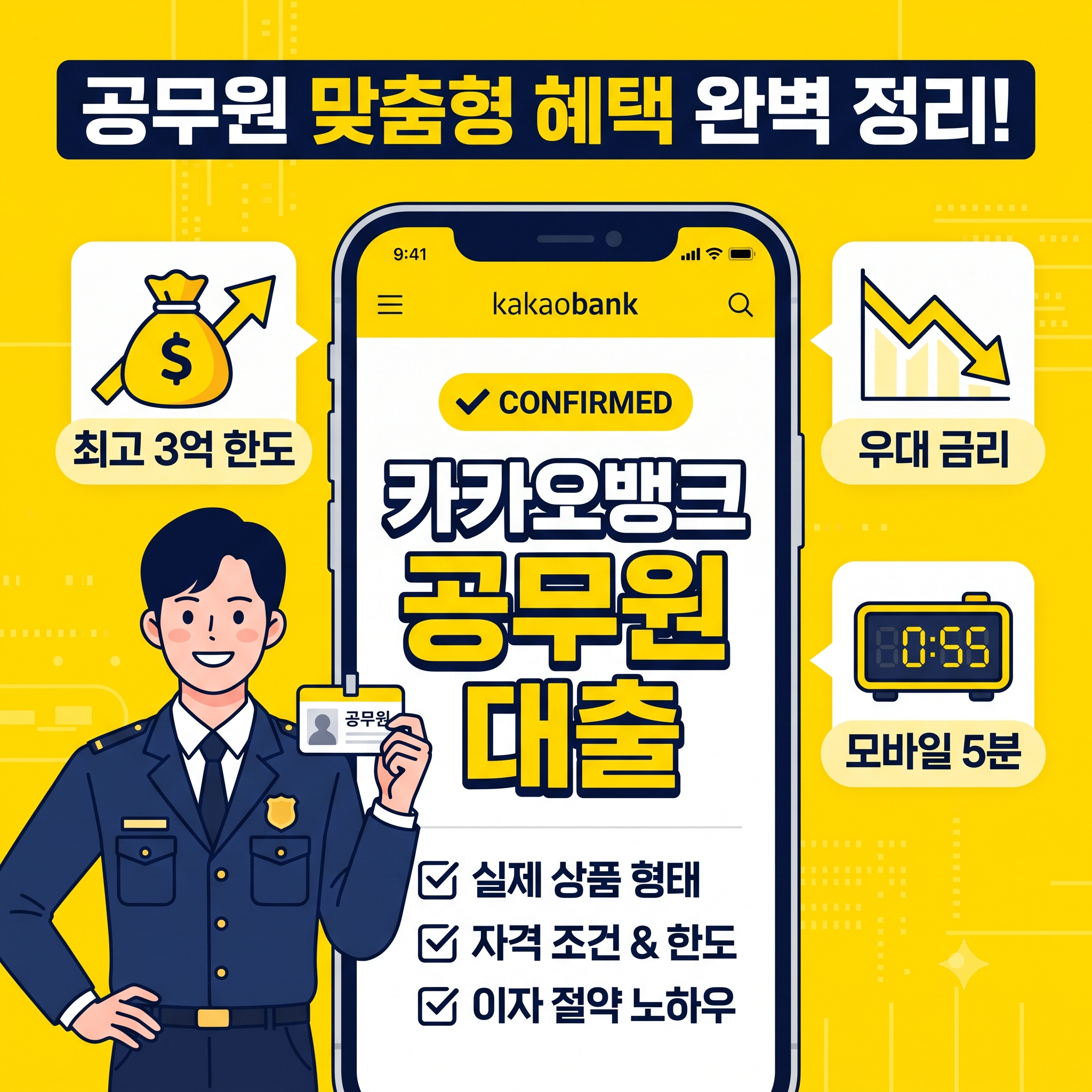 카카오뱅크 공무원대출 조건 한도 및 금리 신청방법 가이드