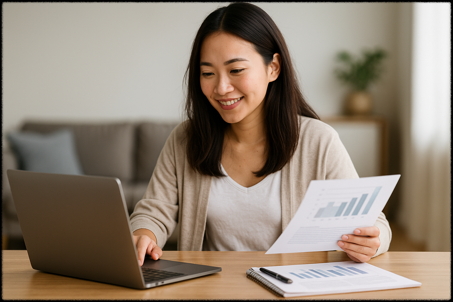 뉴스레터 콘텐츠를 기획하고 있는 여성의 모습