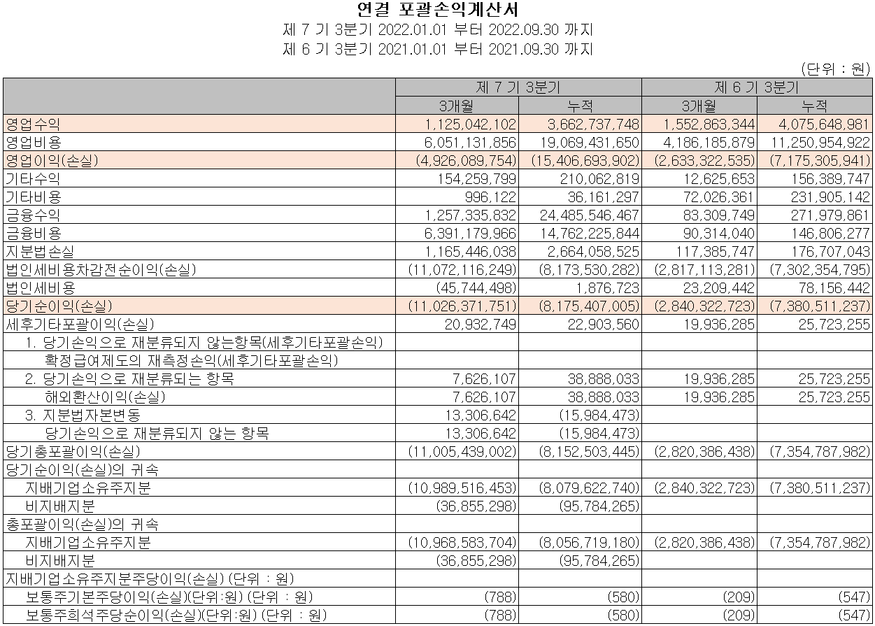 알체라 - 손익계산서