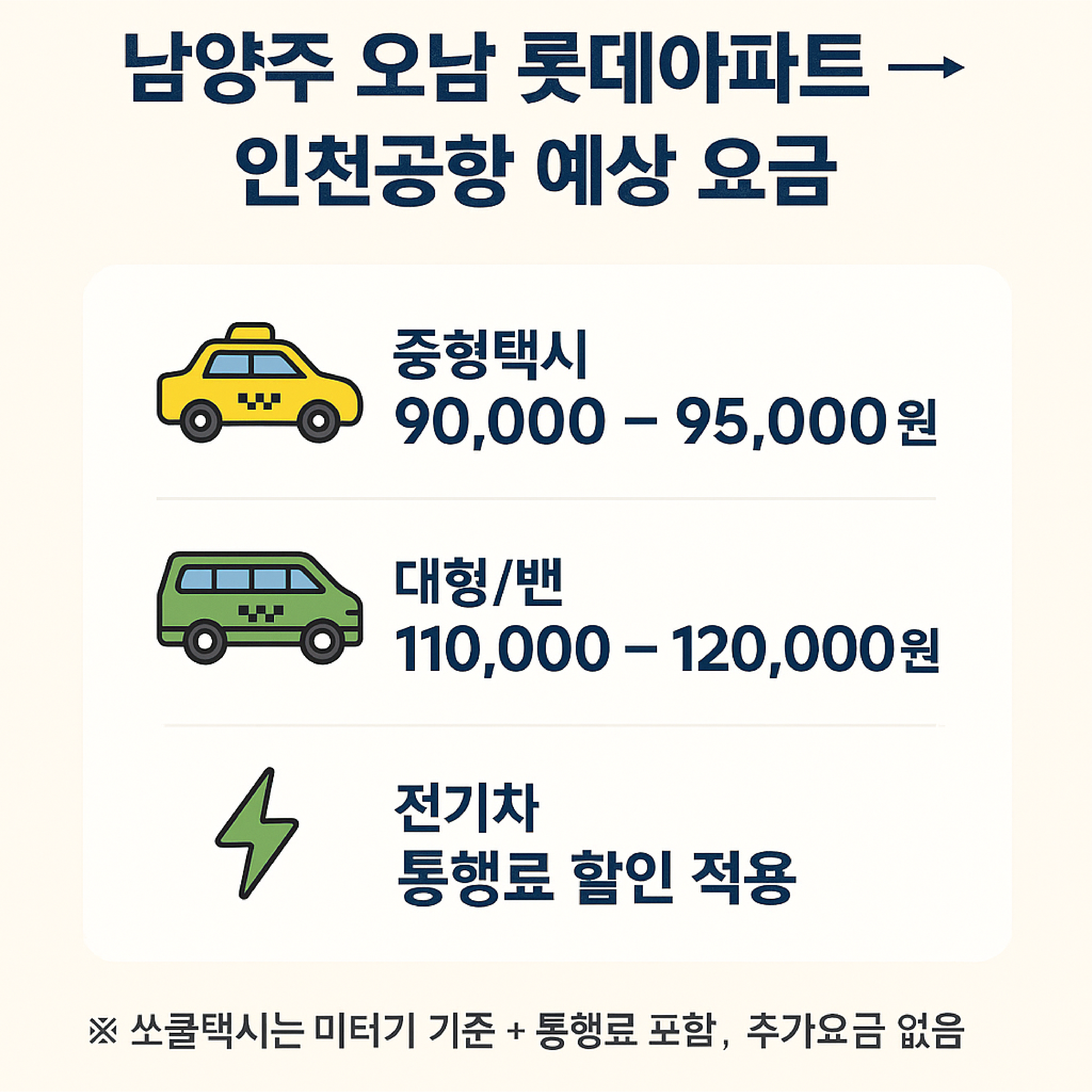 인천공항택시 남양주 오남 롯데아파트 예약 꿀팁 인포그래픽