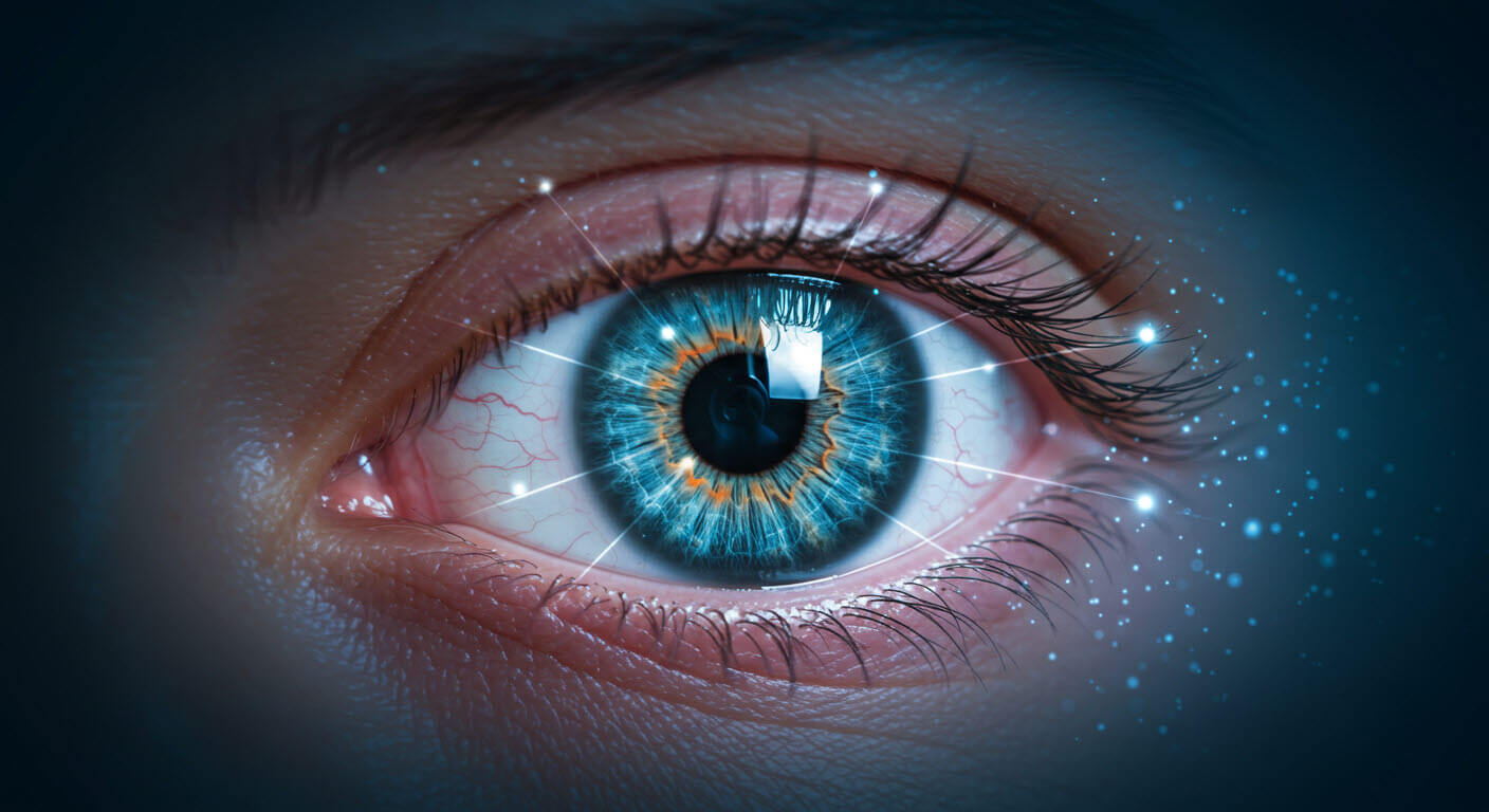 파란눈동자에 빛이 반짝이는 모습을 형상화