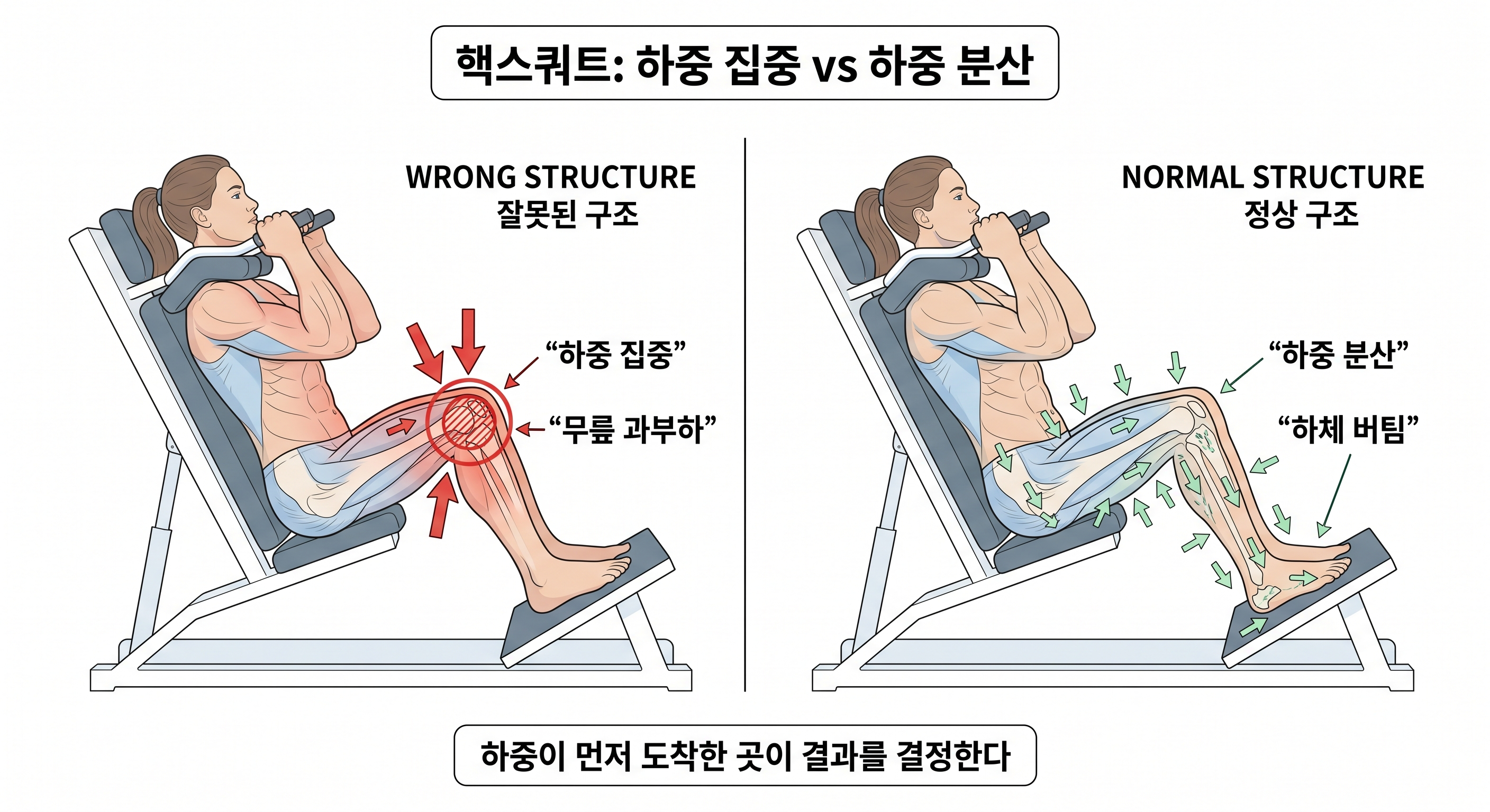 &ldquo;핵스쿼트: 하중 집중 vs 하중 분산&rdquo;