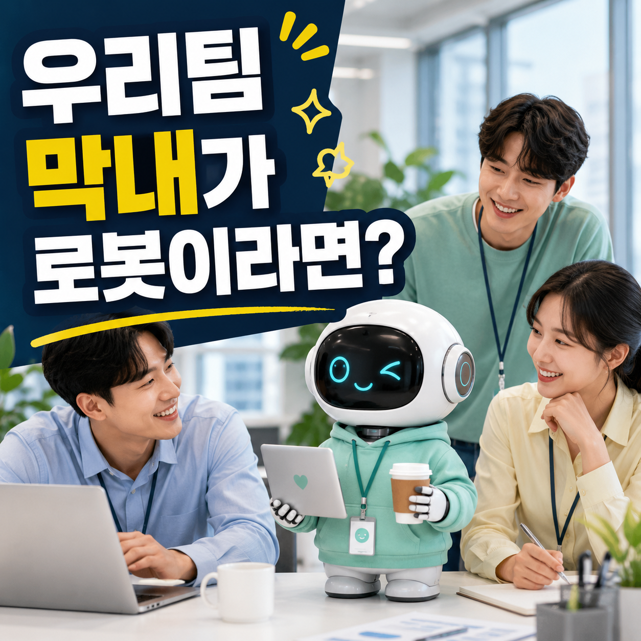 우리팀 막내가 로봇이라면을 표현한 인간 직원들과 사무실 로봇 썸네일